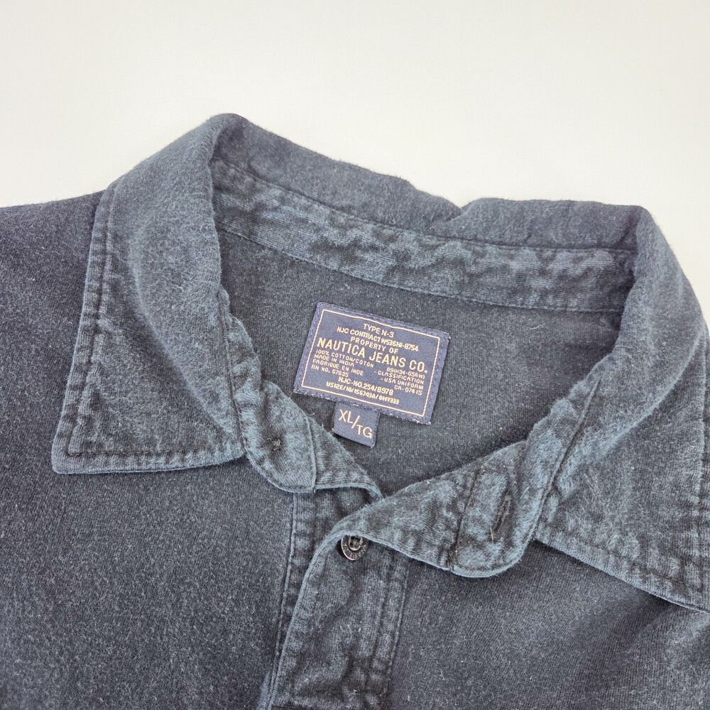 Vintage Y2K Nautica Jeans Co Striped Black Faded Polo Shirt Sz XL - Picture 4 of 6